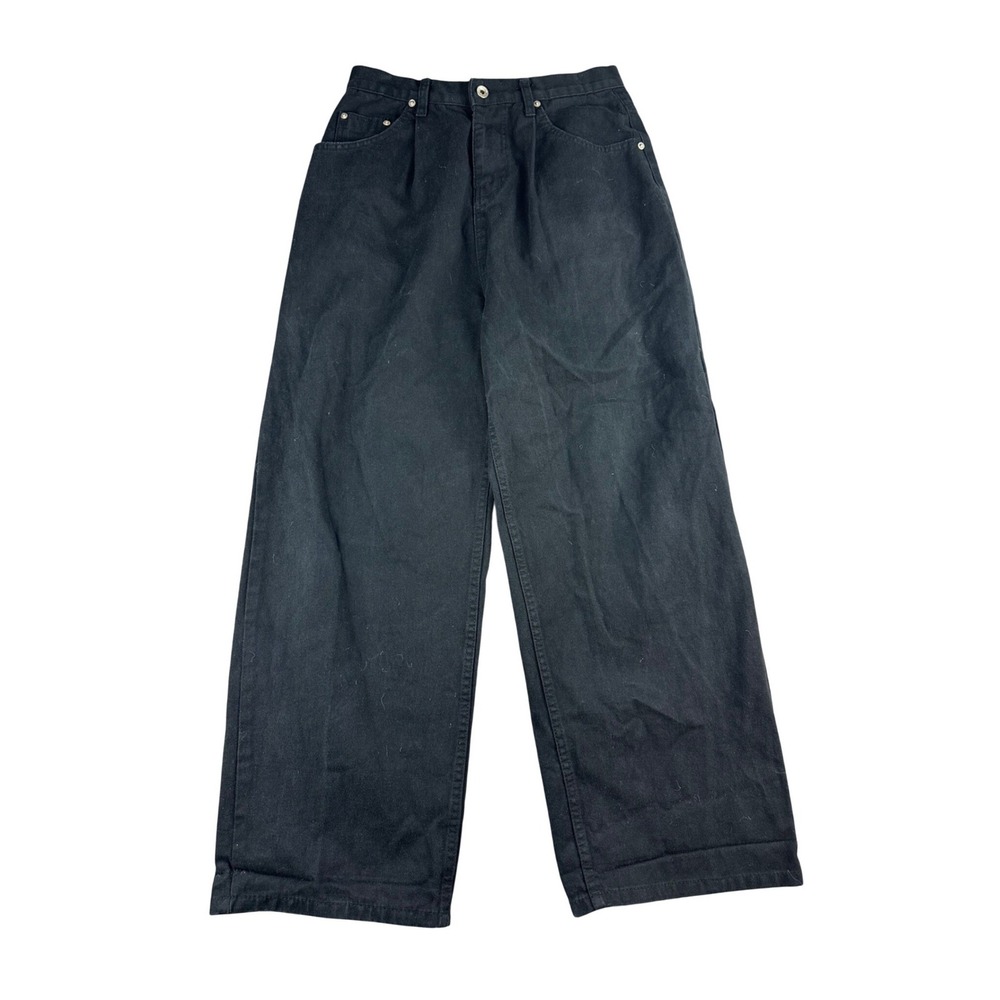 Promenade Pants Women S Black Wide Leg Pockets Cotton Blend Pleated‎ Workwear